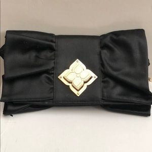 BCBG MaxAzria Black Satin Clutch